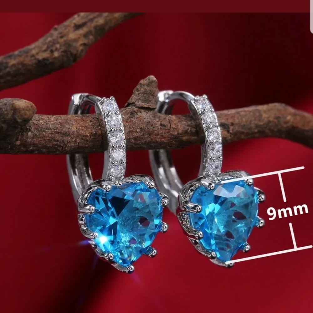 8 Colors CZ crystal trendy earrings Silver new - Picture 3 of 8